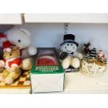 Various Christmas teddy bears, musical Christmas globe, Christmas animated figure and other