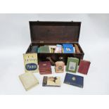 Wooden trunk and contents of books including poetry, fiction, etc.