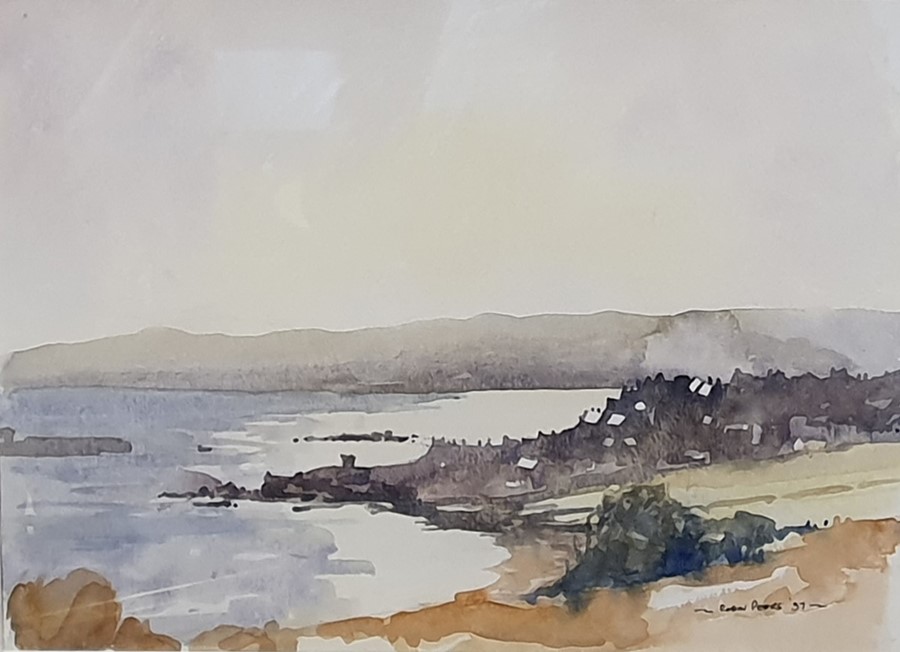 Robin Peers Watercolour Coastal landscape, 27 x 37cm and Two further watercolour landscape scenes