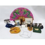 Large modern two handled wine cooler, a quantity of drinking glass, textiles, etc. and a gentleman's