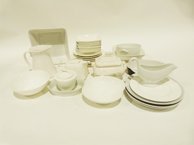 Modern wall clock and a quantity of white dinnerware (2 boxes) - Image 2 of 3