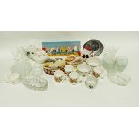 Set of Royale bone china mugs, assorted drinking glasses and vases, cutlery and various other