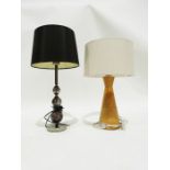 Bethan Gray for John Lewis 'Noah' oak table lamp with conical body, 37cm high and a Salco smoked