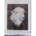 Barbara Shaw 20th century textile mixed media Sheep, signed in pencil lower right, 69 x 59cm approx
