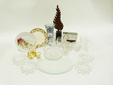 Box of assorted drinking glasses and various ceramics including a large two handled vase decorated