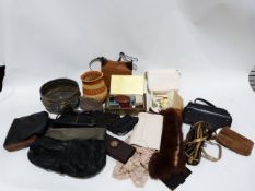Quantity of assorted textiles, handbags, hats and other items (2 boxes)