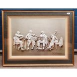 Print of musicians with 3D effect, signed Reinhard 1976