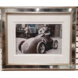 Limited edition photographic print of a vintage race car, 11/295, applied Studio stamp Trowbridge,