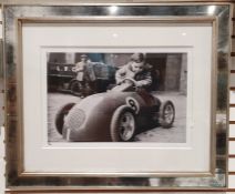 Limited edition photographic print of a vintage race car, 11/295, applied Studio stamp Trowbridge,