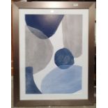 Three modern abstract prints and a mirror (4)