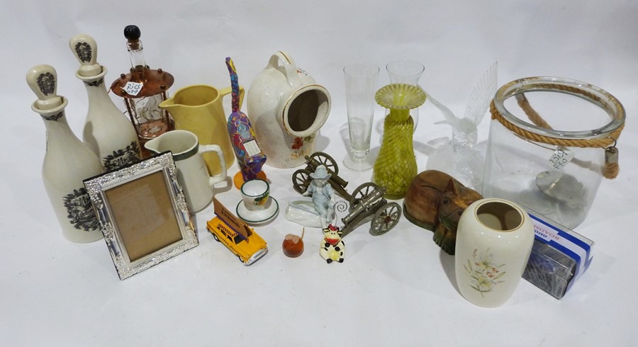 Assorted stoneware ceramics, a model of a glass eagle, assorted collectables, model of a