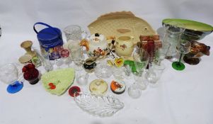 Assorted cut glass to include rose bowls, a flower basket, ashtray, assorted ceramics to include a
