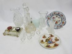 Quantity of assorted ceramics to include Creamware style ribbon plates, assorted glassware, wines,