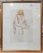 Colour print after Egon Schiele 1913, one further similar and two 1970s small Gerlos ski posters (