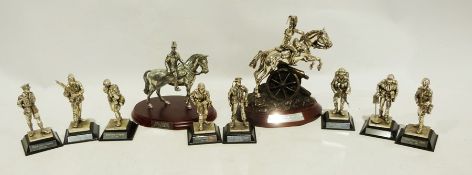 Quantity of Royal Hampshire Art Foundry silver coloured metal figures of assorted regiments and