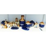 Tetley storage jars, money boxes, mugs, figurines, salt and peppers etc. (1 box)