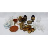 Faux-bamboo shoe horn, bargeware jug, Satsuma-style vases, Satsuma-style tea service to include