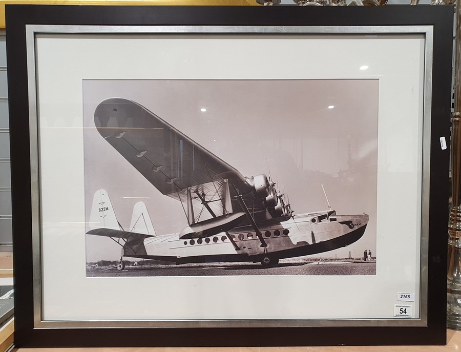 Photographic print of a seaplane, black and white, unsigned