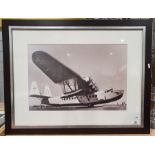 Photographic print of a seaplane, black and white, unsigned