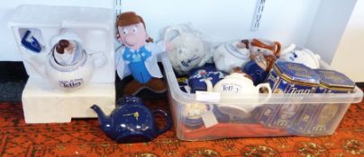 Tetley advertising to include teapots, storage jars, clocks, mats, carry bags, one teapot in