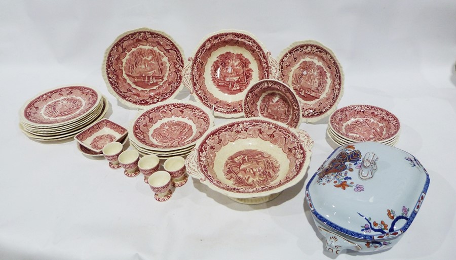 Masons part dinner service, patent ironstone 'Vista', rose-coloured decorations on cream ground, a - Image 2 of 2