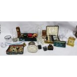 Vintage toys to include a spinning top, a slinky, a globe, cigarette cards, Etch-a-Sketch in