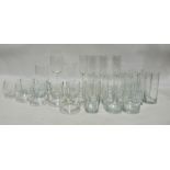 Four boxes of assorted glassware to include tumblers, wines, champagne flutes, brandy balloons,