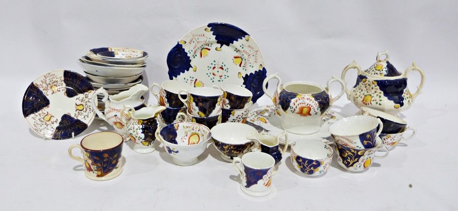 Gaudy Welsh part tea service, cups, saucers, teapot, cake plates, tea plates, etc. and assorted