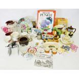 Box of assorted china, glassware and household items to include a Hornsea vase in the form of a tree