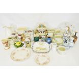 Box of assorted decorative and household china items to include a pair of Aynsley serving plates,