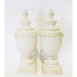 Pair of modern cream glazed ceramic lidded urn-shaped vases (2)  Condition ReportSurface/glazing