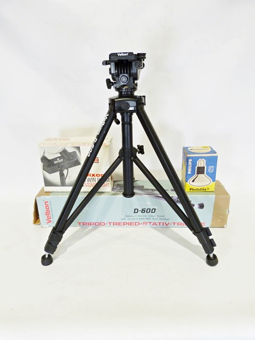 Dixons twin-beam movie light, a Velbon tripod and a Philips Photolita bulb