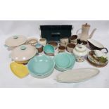 Masons part dinner service, patent ironstone 'Vista', rose-coloured decorations on cream ground, a