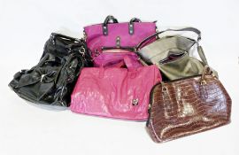 Box of various leather handbags