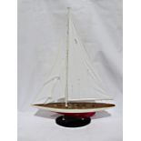 Modern model pond yacht on a stand, single mast with riggingCondition ReportAmendment
