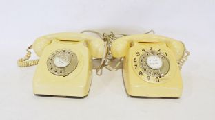 Pair of vintage cream-coloured telephones (2)