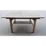 Wooden garden tableCondition ReportApprox. Dimensions 150 x 110 x 75cm Scratches throughout