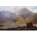G E Lowe - British 19th century Oil on canvas Mountainous lake scene, 49.5 x 75cm