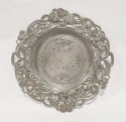 A WMF Art Nouveau circular pewter dish relief decorated with lilies and male and female heads,