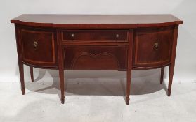 19th century mahogany and satinwood banded breakfront sideboard with two central drawers flanked