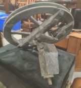 Vintage church bell ringing wheel or turret bell wheel
