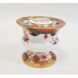 Spode inkwell circa. 1820 of vase form with ink and pen recesses on circular pedestal foot decorated