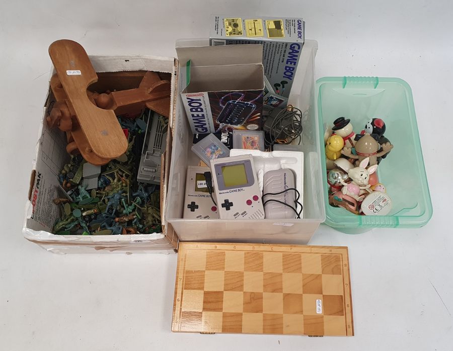 Wooden model plane, a quantity of plastic model soldiers and various other items Condition Report