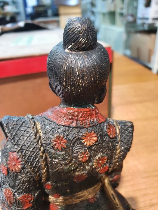 Pair of Japanese bronze figures of warriors after Miyao Eisuke of Yokohama holding multiple - Image 10 of 24