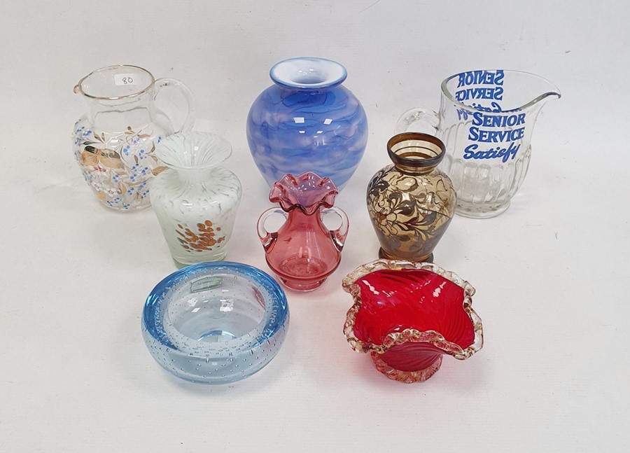 Selection of various glassware to include a Geoffrey Baxter Whitefriars glass bowl with internal