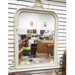 Over mantel mirror, the rectangular plate with curved top corners, moulded frame, 91cm x 109cm