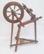 Turned wooden spinning wheel