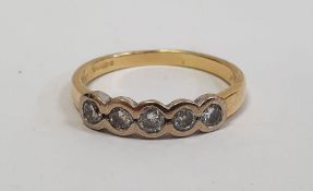****** Withdrawn********18ct gold five-stone diamond ring, the brilliant cut diamonds in rubover