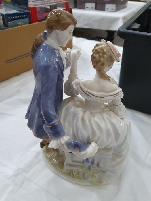 Collection of four Royal Worcester figurines to include 'Flirtation', 'The Tryst', 'The Proposal' - Image 9 of 22