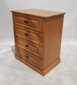 20th century oak chest of four drawers, 75cm x 93cm